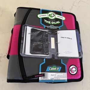 Case-it Dual-101 Dual 2-in-1 Zipper Binder 3" D-Ring Organizer School Prep Trend
